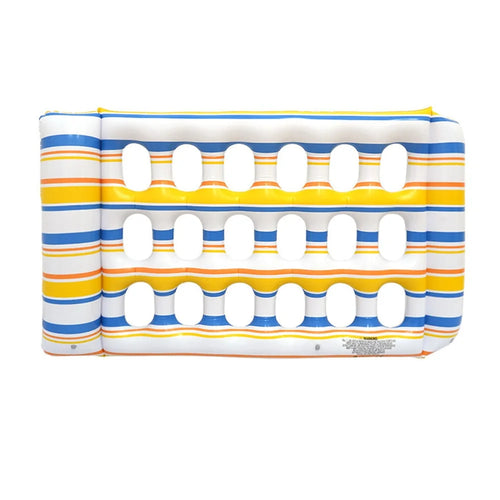 Inflatable Pool Float Lounge Chair PVC Thickened Air Mattress Single Person Floating Lounger with Holes - Blue / Yellow - 1