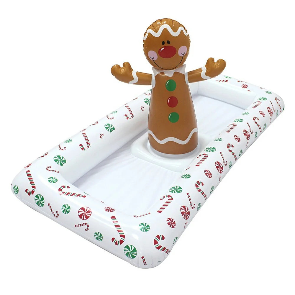 Inflatable Christmas Gingerbread Man Ice Storage Container PVC Anti Leak Pool Beach Ice Drink Holder - 1