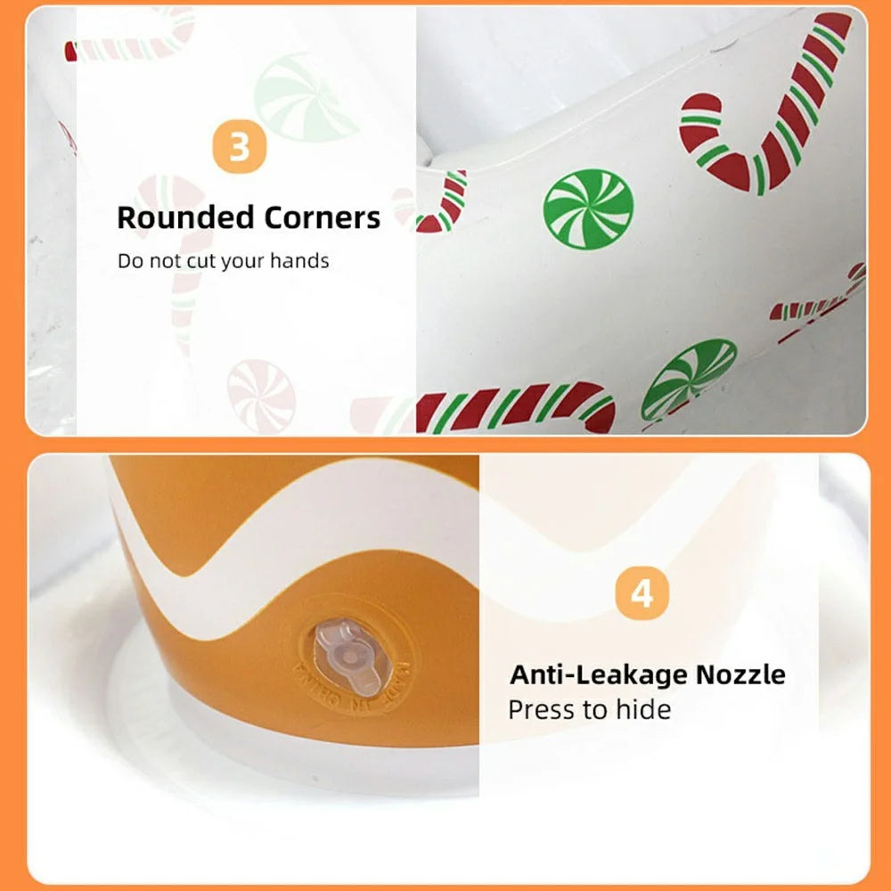 Inflatable Christmas Gingerbread Man Ice Storage Container PVC Anti Leak Pool Beach Ice Drink Holder - 6