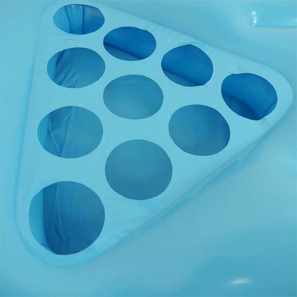 Inflatable PVC Float Game Pong Mat Swimming Pool Beach Cup Holder Floating Lounge Raft - 7