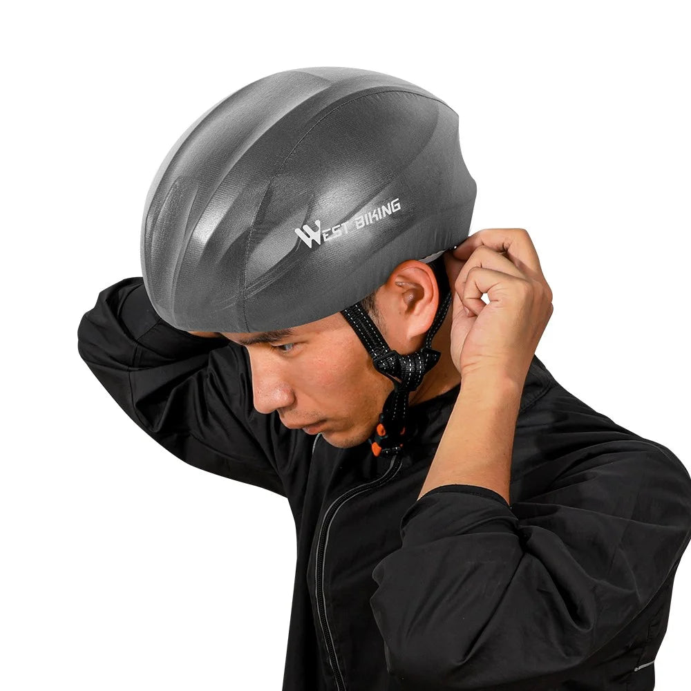 WEST BIKING YP0708080 Ultralight Bicycle Helmet Cover Waterproof Reflective Dustproof Rain Cover - Grey - 2
