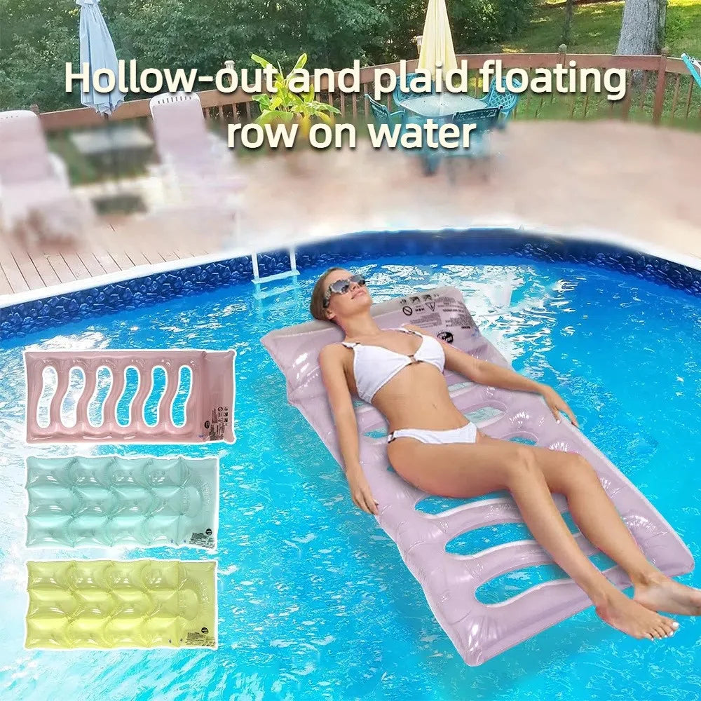 Foldable Pool Float PVC Inflatable Floating Water Hammock for Lake River Poolside Party, 160 x 80 x 13cm - Purple - 2