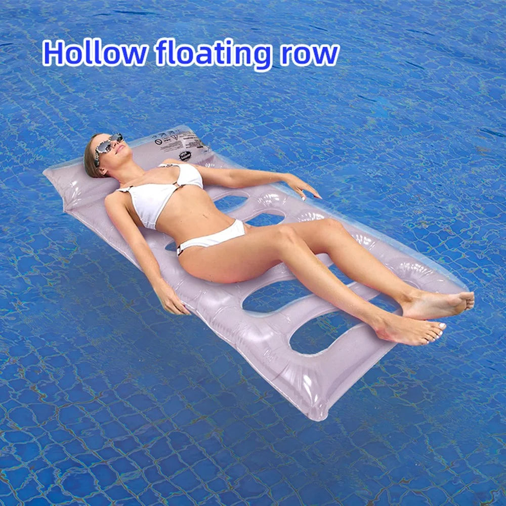 Foldable Pool Float PVC Inflatable Floating Water Hammock for Lake River Poolside Party, 160 x 80 x 13cm - Purple - 3