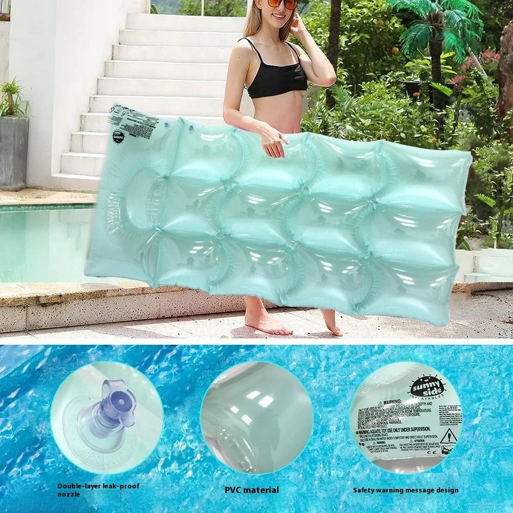 Foldable Pool Float PVC Inflatable Floating Water Hammock for Lake River Poolside Party, 160 x 80 x 13cm - Purple - 5