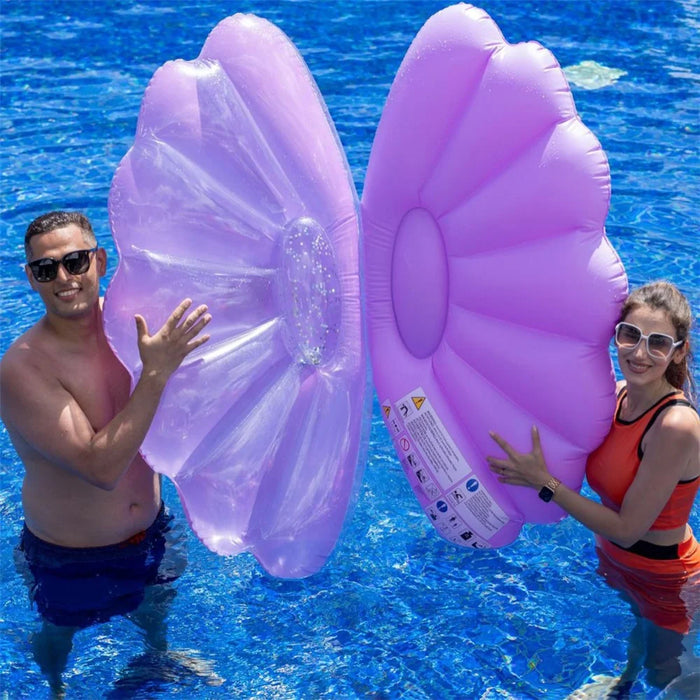 130 x 70cm Pearl Shell Inflatable Pool Float for Beach Lake Party Portable PVC Floating Lounger, Purple - 3