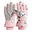 DRST44 1 Pair Cartoon Pattern Ski Gloves for Kids Winter Fleece Lined Windproof Cycling Mittens - Pink / S - 1