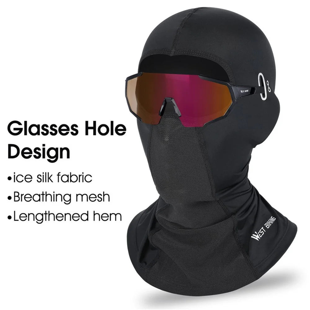 WEST BIKING YP0201296 Summer Cycling Anti-UV Face Mask Balaclava Hood MTB Bike Helmet Liner - Black - 4