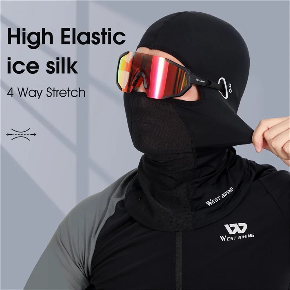 WEST BIKING YP0201296 Summer Cycling Anti-UV Face Mask Balaclava Hood MTB Bike Helmet Liner - Black - 6
