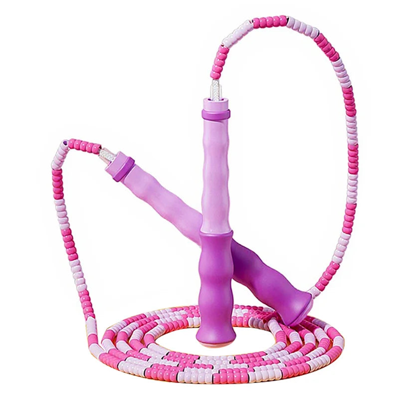 Adjustable Bamboo Jump Rope for Kids 2.8m Length Adjustable Training Equipment PVC Cord - Pink - 1