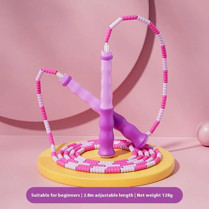 Adjustable Bamboo Jump Rope for Kids 2.8m Length Adjustable Training Equipment PVC Cord - Pink - 2