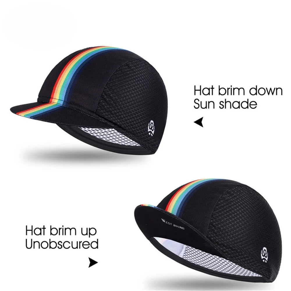 WEST BIKING YP0201298 Summer Outdoor Cycling Anti-UV Breathable Cap Flippable Sun Hat - Rainbow/Black - 4
