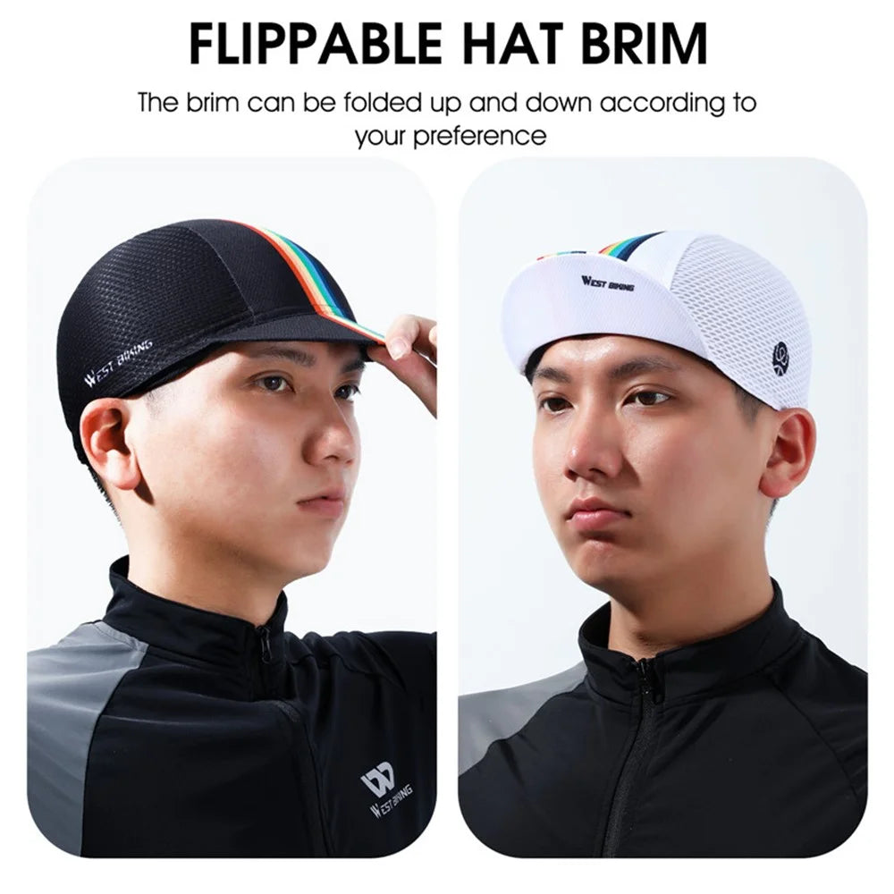 WEST BIKING YP0201298 Summer Outdoor Cycling Anti-UV Breathable Cap Flippable Sun Hat - Rainbow/Black - 5