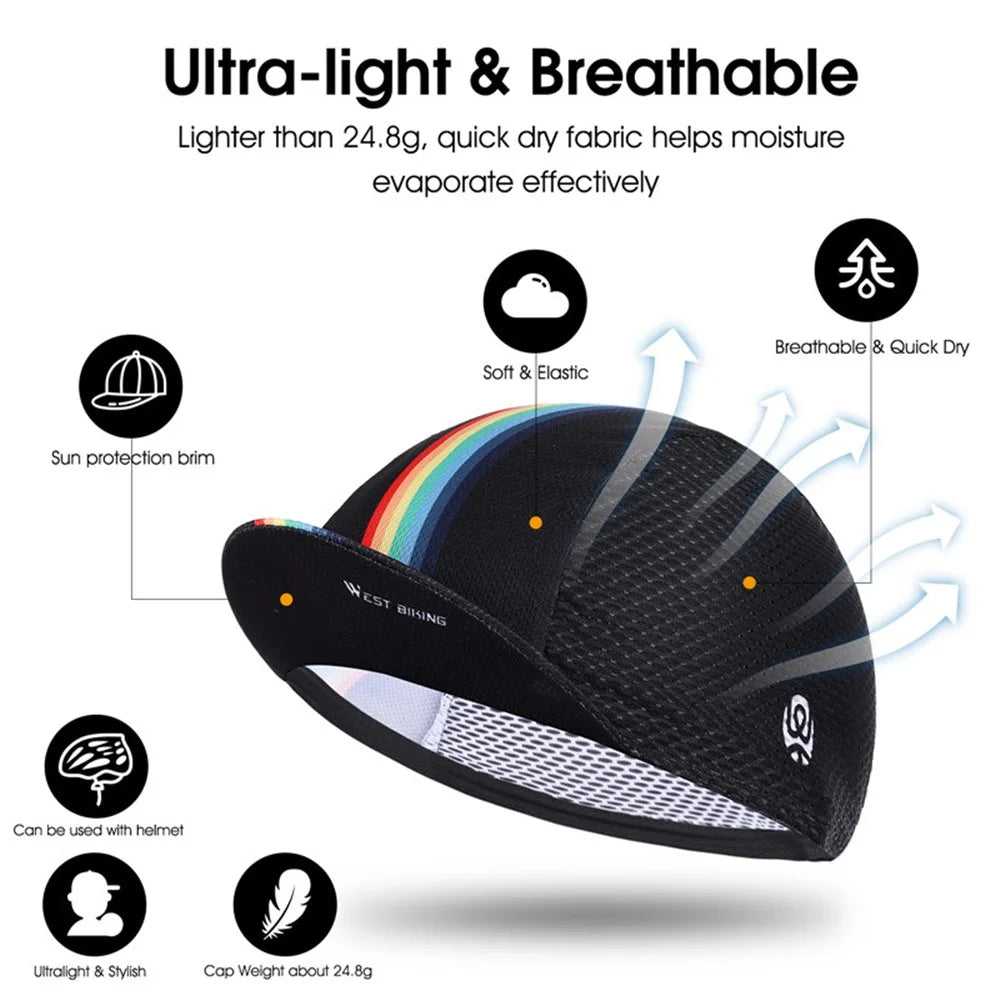 WEST BIKING YP0201298 Summer Outdoor Cycling Anti-UV Breathable Cap Flippable Sun Hat - Rainbow/Black - 6