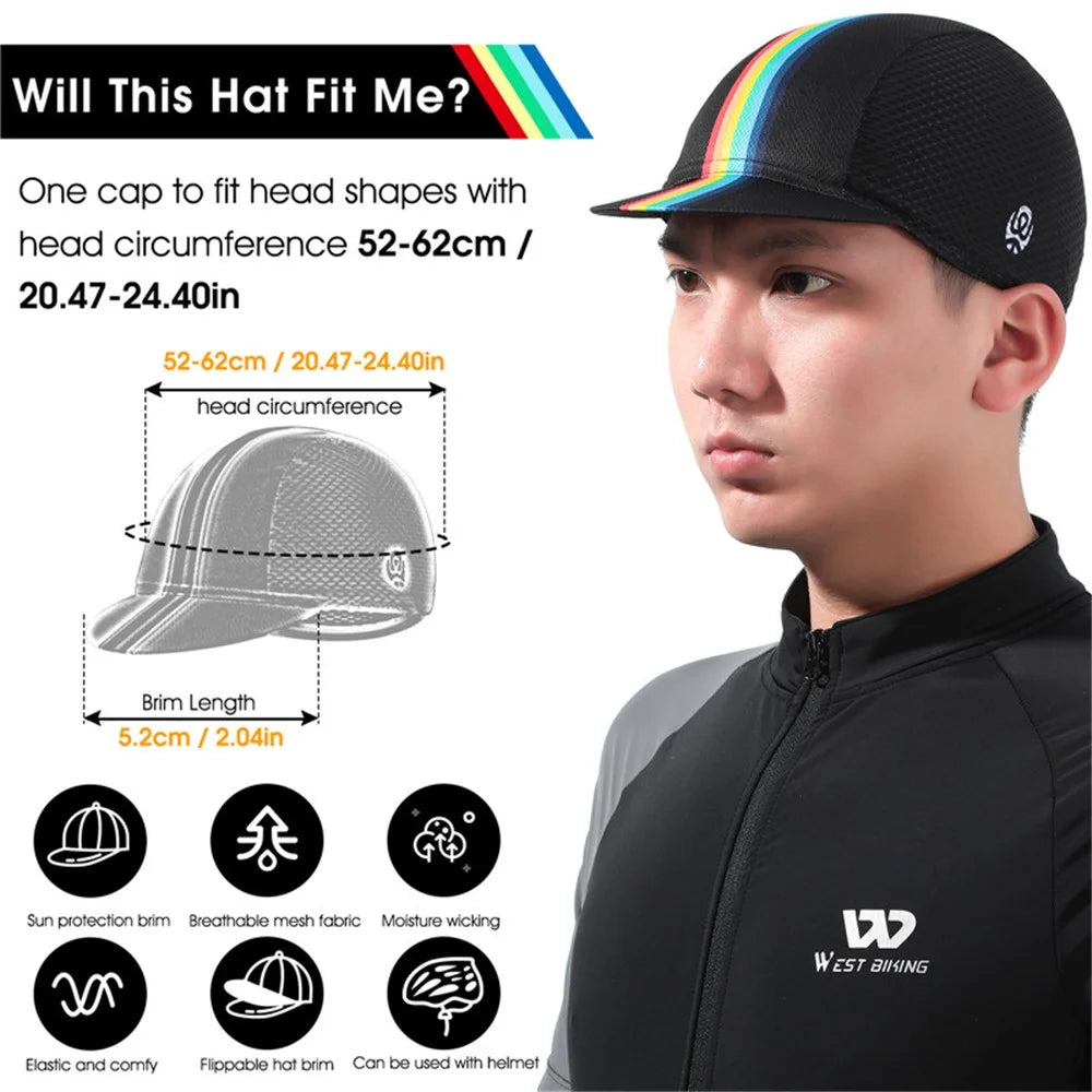WEST BIKING YP0201298 Summer Outdoor Cycling Anti-UV Breathable Cap Flippable Sun Hat - Rainbow/Black - 7