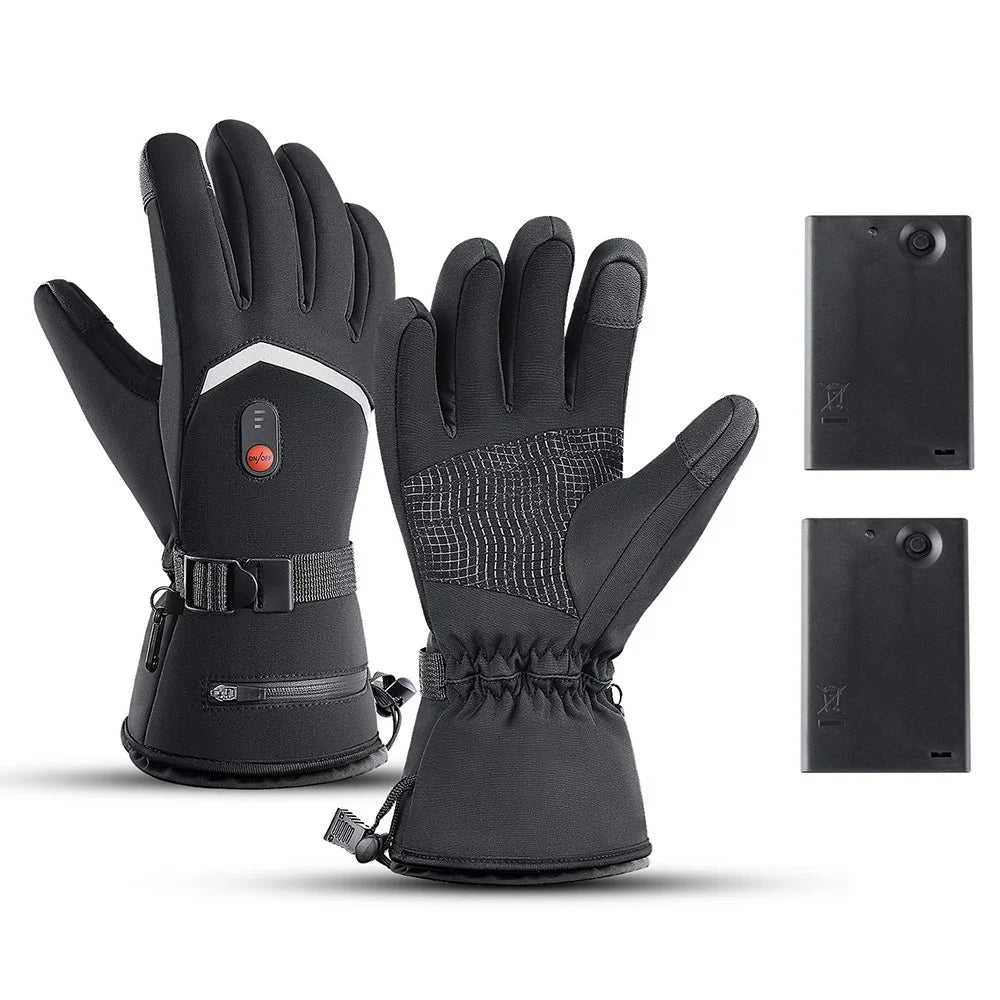 A0110 3 Levels Heated Gloves for Winter Outdoor Sports Windproof Touchscreen Mittens with 2 Empty Battery Box - 1