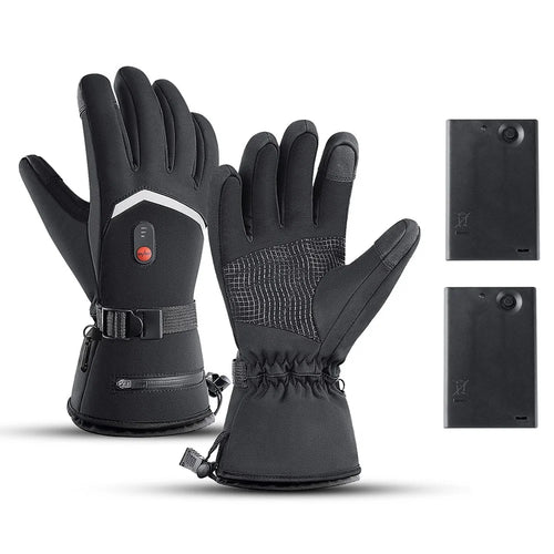 A0110 3 Levels Heated Gloves for Winter Outdoor Sports Windproof Touchscreen Mittens with 2 Empty Battery Box - 1