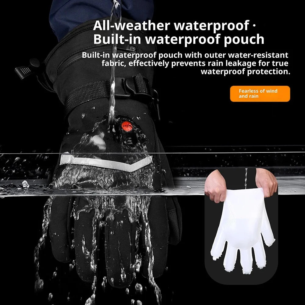 A0110 3 Levels Heated Gloves for Winter Outdoor Sports Windproof Touchscreen Mittens with 2 Empty Battery Box - 2