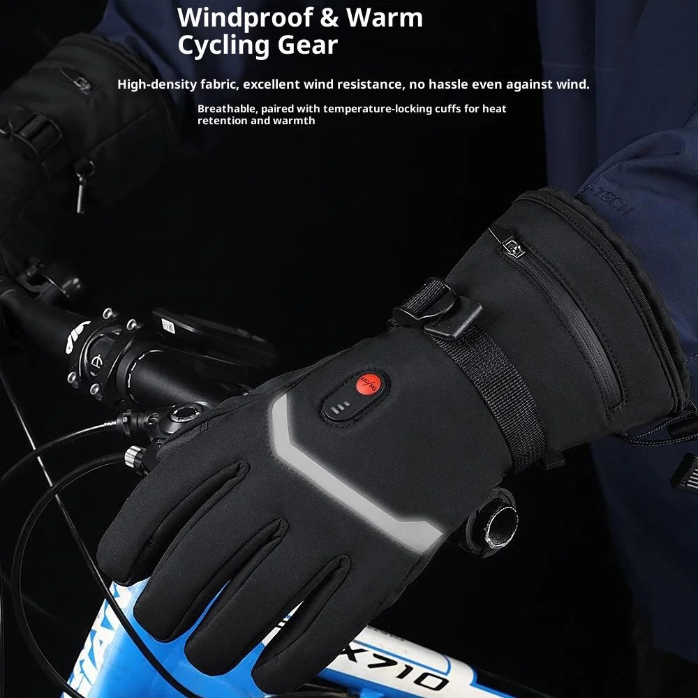 A0110 3 Levels Heated Gloves for Winter Outdoor Sports Windproof Touchscreen Mittens with 2 Empty Battery Box - 6