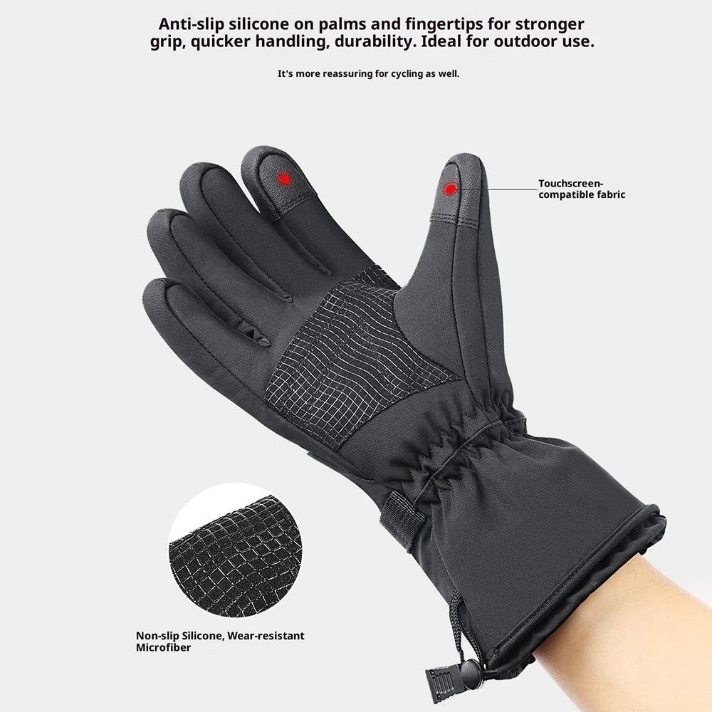 A0110 3 Levels Heated Gloves for Winter Outdoor Sports Windproof Touchscreen Mittens with 2 Empty Battery Box - 7