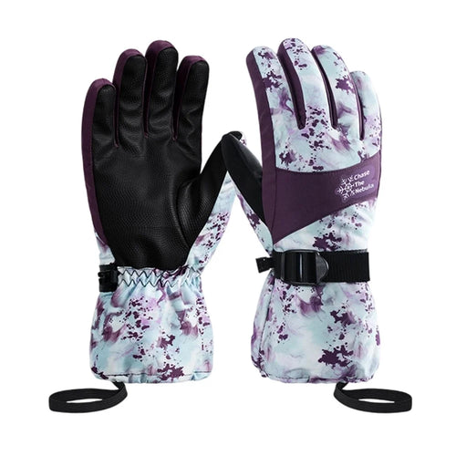 1 Pair Waterproof Winter Outdoor Ski Gloves Windproof Touchscreen Warm Gloves with Thermal Fleece Lining for Cycling Cold Weather - S  /  SK50 Purple Woman - 1