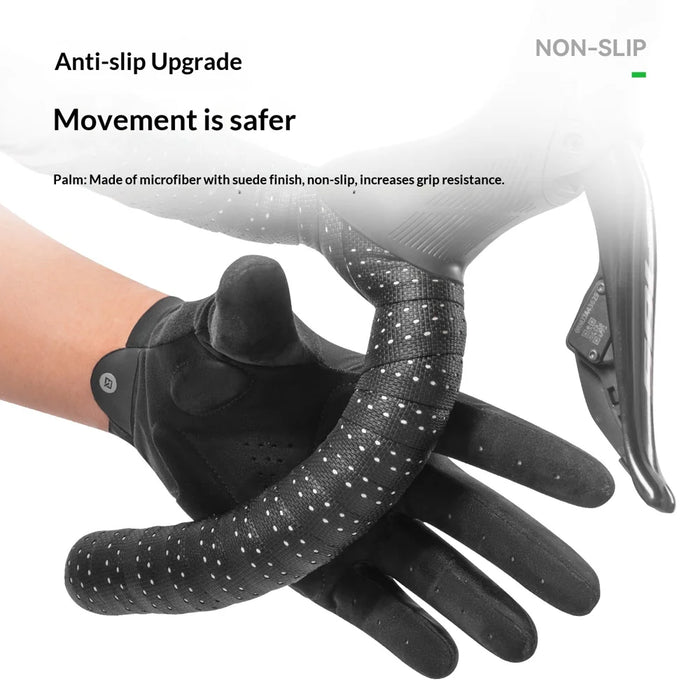 ROCKBROS 1Pair Cycling Gloves Full Finger Touchscreen for Men Women Road Mountain Bike Shock Absorbing Breathable Gloves - Black/S - 3
