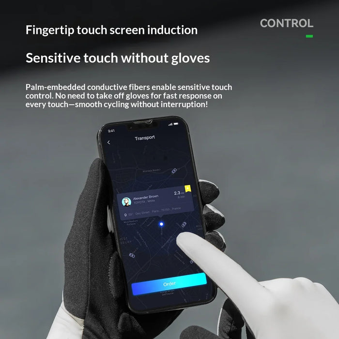 ROCKBROS 1Pair Cycling Gloves Full Finger Touchscreen for Men Women Road Mountain Bike Shock Absorbing Breathable Gloves - Black/S - 4