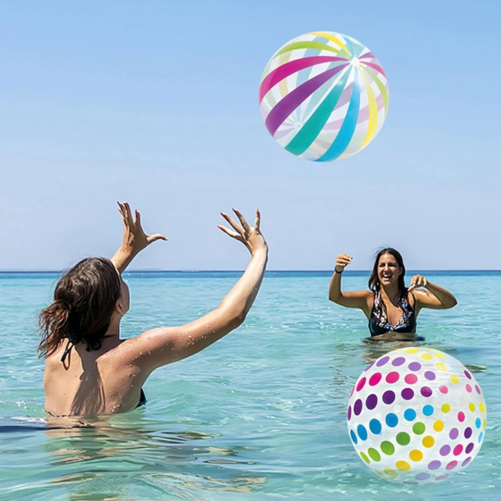 27cm Inflatable Beach Ball Multi-color PVC Water Toy for Summer Outdoor Swimming Pool - Stripes - 3