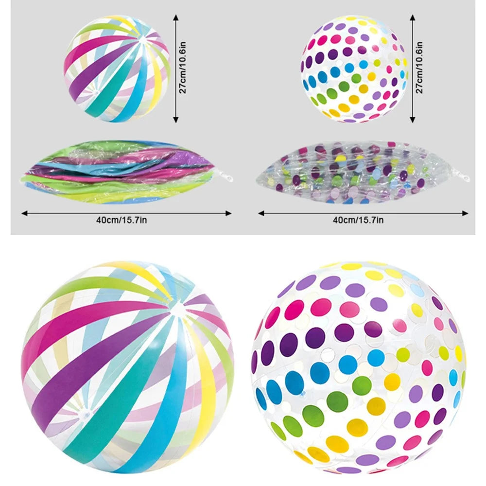 27cm Inflatable Beach Ball Multi-color PVC Water Toy for Summer Outdoor Swimming Pool - Stripes - 4