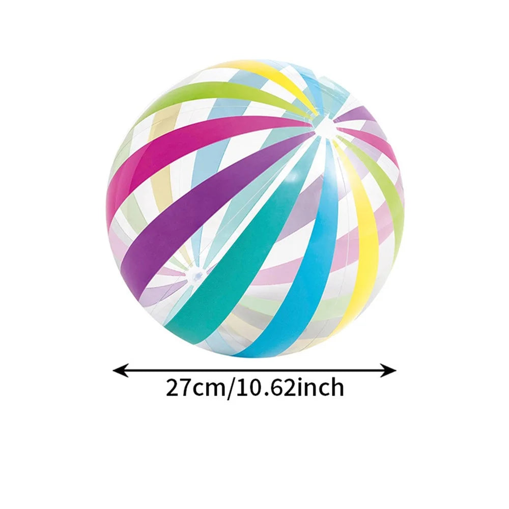 27cm Inflatable Beach Ball Multi-color PVC Water Toy for Summer Outdoor Swimming Pool - Stripes - 5