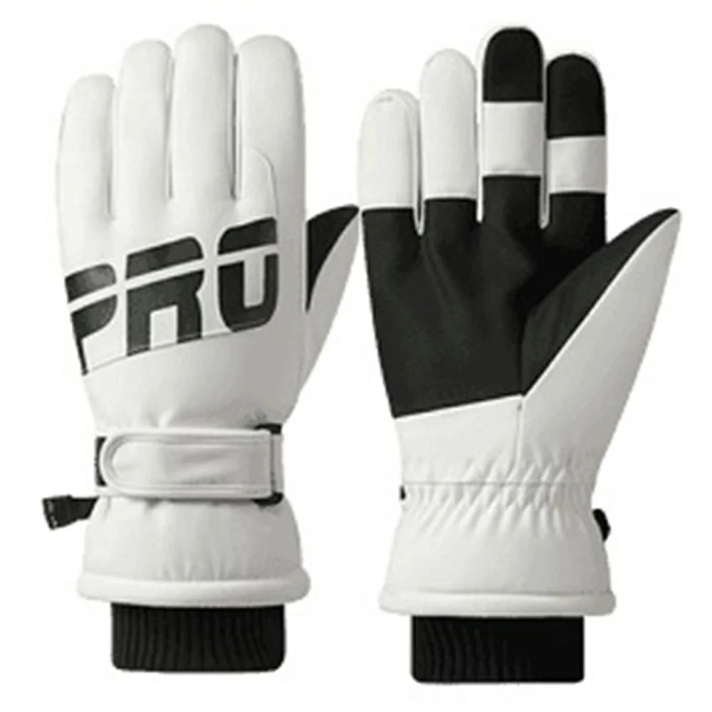 1 Pair Men Women Winter Gloves Fleece Liner Windproof Waterproof Touchscreen Mittens for Cycling Skiing - Men / White - 1