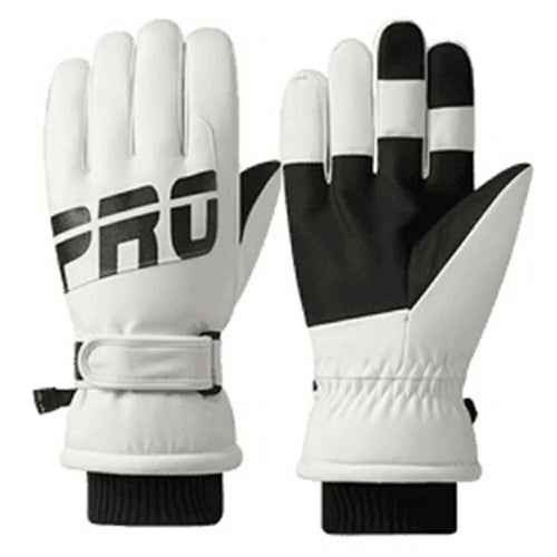 1 Pair Men Women Winter Gloves Fleece Liner Windproof Waterproof Touchscreen Mittens for Cycling Skiing - Men / White - 1