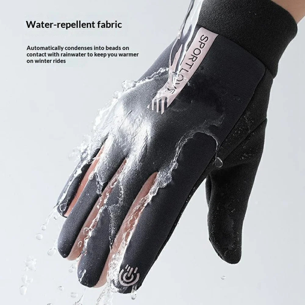 1 Pair Unisex Winter Gloves Fleece Thermal Waterproof Touchscreen Gloves for Outdoor Sports - Women / Grey + Pink - 5