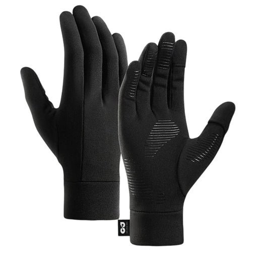 GOLOVEJOY 1 Pair Size M 7-8cm Palm Width Winter Ski Liner Gloves Flip-Top Touchscreen Anti-slip Mittens for Running Cycling - Black - 1