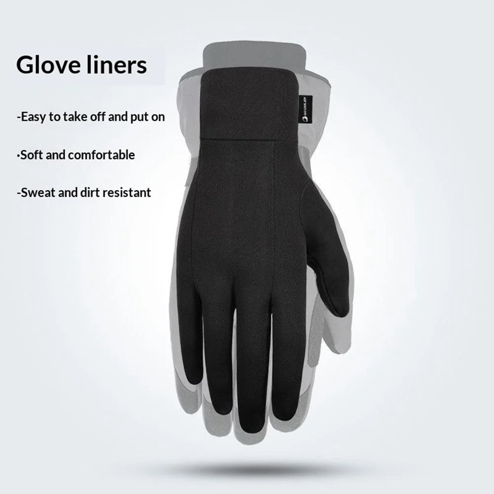 GOLOVEJOY 1 Pair Size L 8-9cm Palm Width Winter Ski Liner Gloves Flip-Top Touchscreen Anti-slip Mittens for Running Cycling - Black - 5