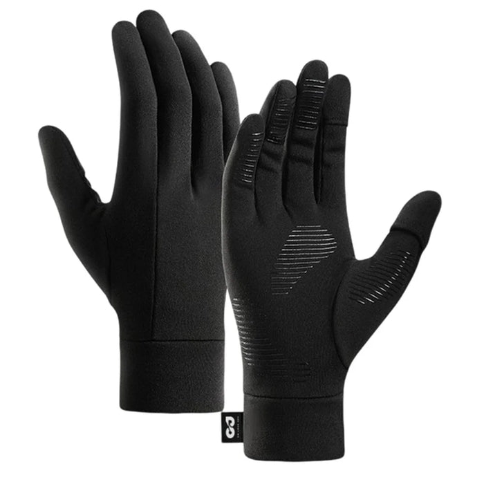 GOLOVEJOY 1 Pair Size XXL 10-11cm Palm Width Winter Ski Liner Gloves Flip-Top Touchscreen Anti-slip Mittens for Running Cycling - Black - 1