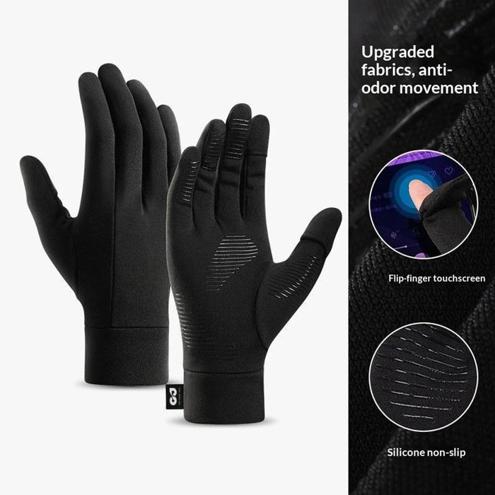 GOLOVEJOY 1 Pair Size XXL 10-11cm Palm Width Winter Ski Liner Gloves Flip-Top Touchscreen Anti-slip Mittens for Running Cycling - Black - 3