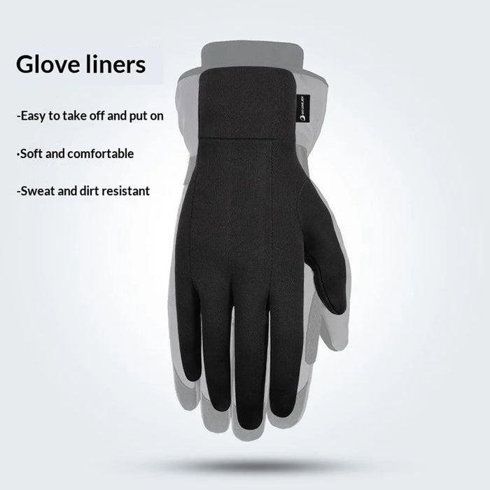 GOLOVEJOY 1 Pair Size XXL 10-11cm Palm Width Winter Ski Liner Gloves Flip-Top Touchscreen Anti-slip Mittens for Running Cycling - Black - 5