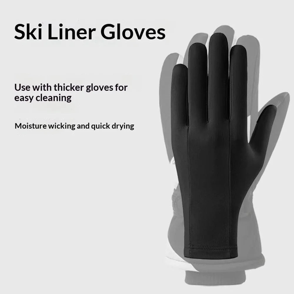 1 Pair Ski Liner Gloves Touchscreen Winter Thermal Fleece Waterproof Non-slip Mittens for Cycling Riding - M - 2