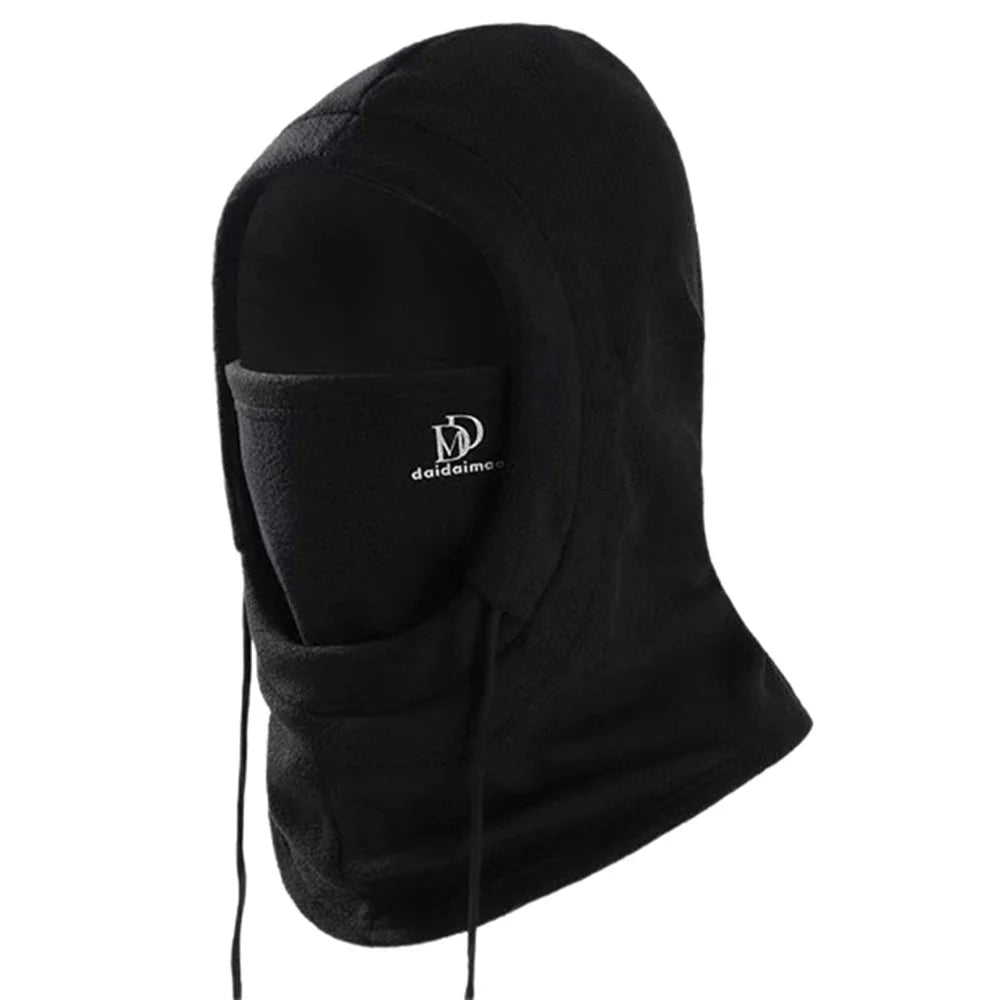 Winter Hat Scarf Set Men Women Windproof Fleece Balaclava Face Mask Neck Warmer for Skiing Cycling - Black - 1