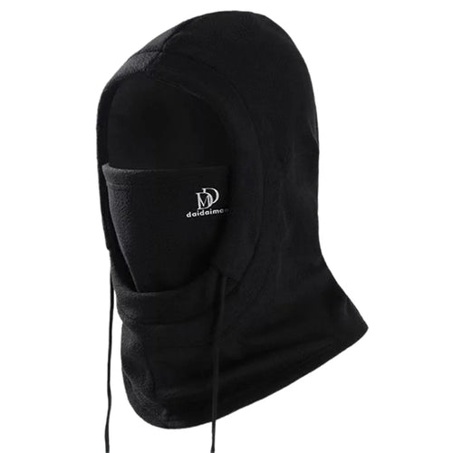Winter Hat Scarf Set Men Women Windproof Fleece Balaclava Face Mask Neck Warmer for Skiing Cycling - Black - 1