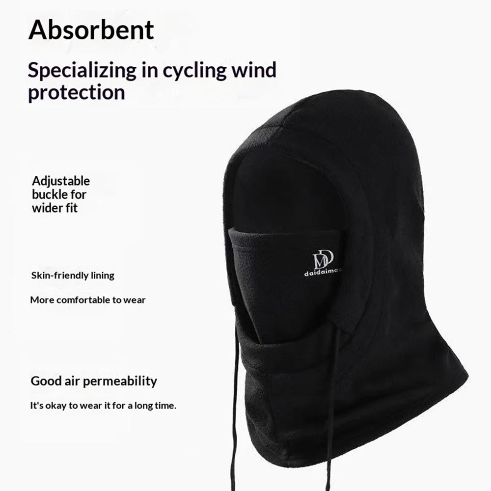 Winter Hat Scarf Set Men Women Windproof Fleece Balaclava Face Mask Neck Warmer for Skiing Cycling - Black - 2