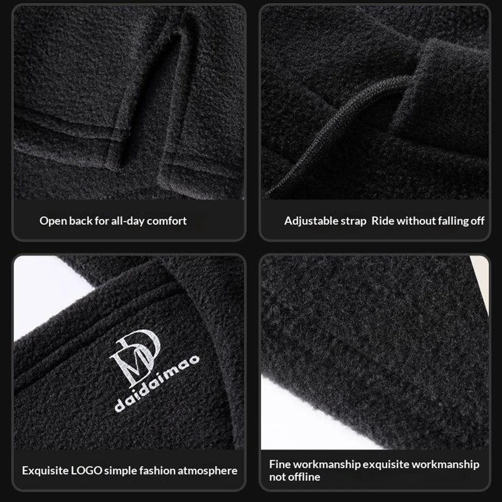 Winter Hat Scarf Set Men Women Windproof Fleece Balaclava Face Mask Neck Warmer for Skiing Cycling - Black - 4