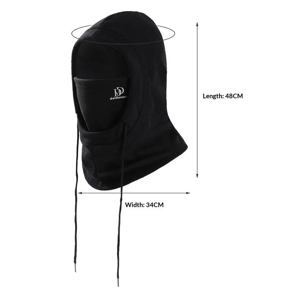 Winter Hat Scarf Set Men Women Windproof Fleece Balaclava Face Mask Neck Warmer for Skiing Cycling - Black - 6