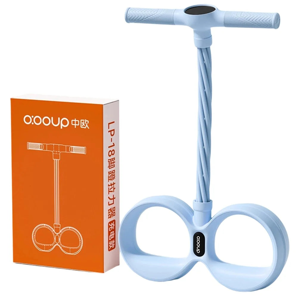 O:OOUP 6 Tubes Pedal Tensioner Resistance Band Foot Pedal Puller with LCD Display Counting for Home Yoga Fitness - Blue - 1