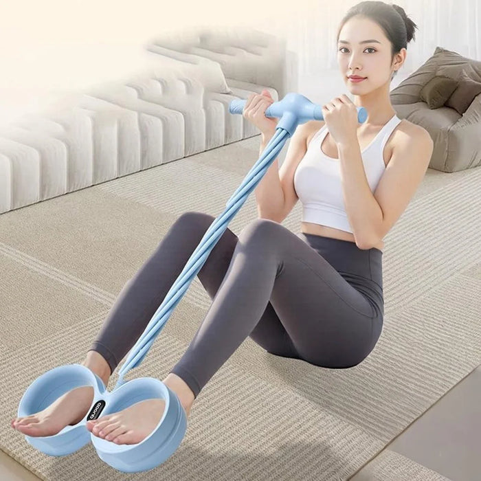 O:OOUP 6 Tubes Pedal Tensioner Resistance Band Foot Pedal Puller with LCD Display Counting for Home Yoga Fitness - Blue - 4