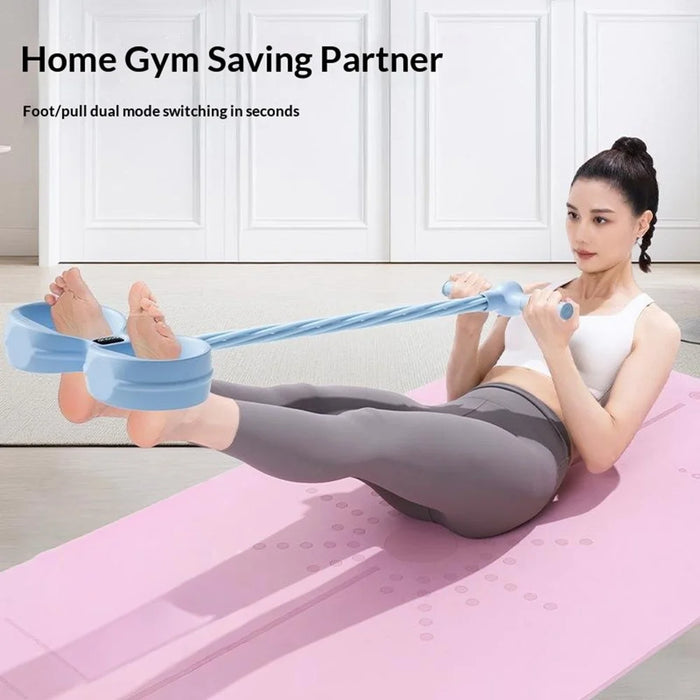 O:OOUP 6 Tubes Pedal Tensioner Resistance Band Foot Pedal Puller with LCD Display Counting for Home Yoga Fitness - Blue - 6