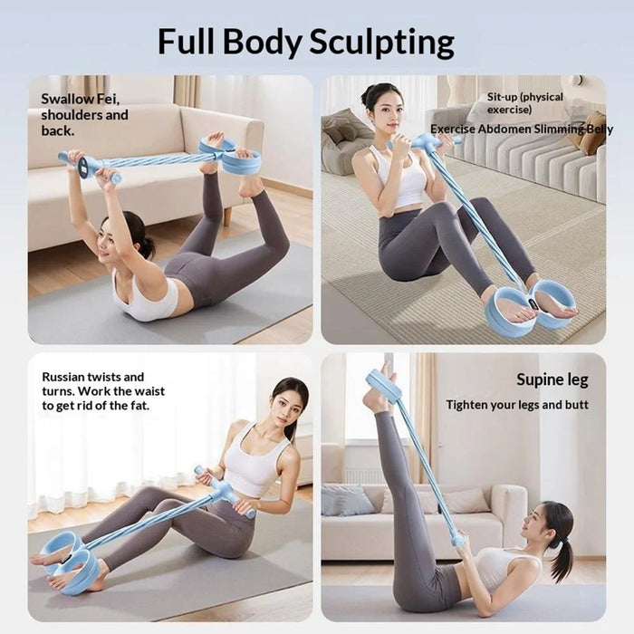 O:OOUP 6 Tubes Pedal Tensioner Resistance Band Foot Pedal Puller with LCD Display Counting for Home Yoga Fitness - Blue - 7