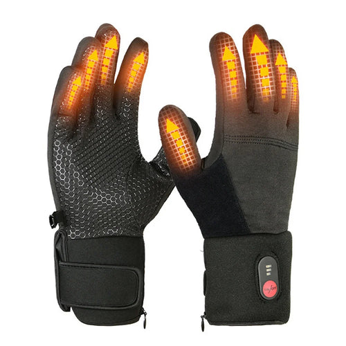Smart Heated Gloves 3 Temperature Control Waterproof 5-Finger Heating Touchscreen Mittens for Skiing Cycling - Black/M - 1