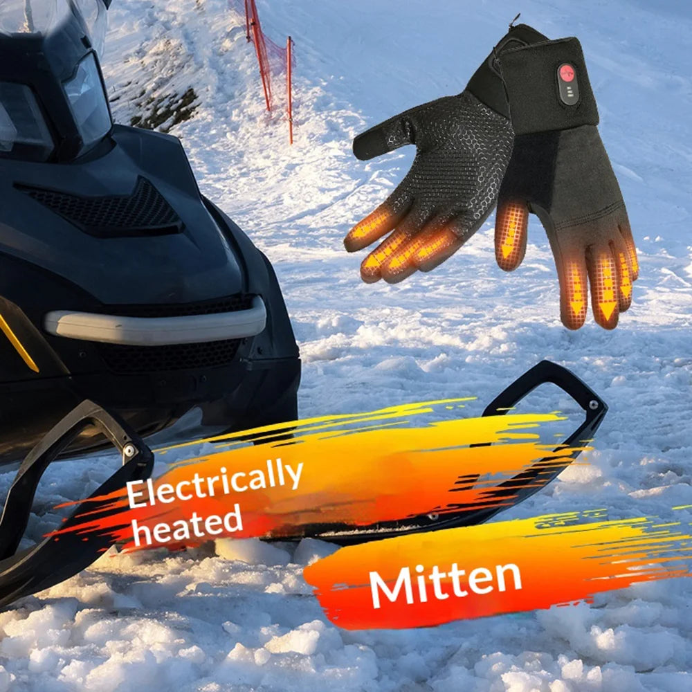 Smart Heated Gloves 3 Temperature Control Waterproof 5-Finger Heating Touchscreen Mittens for Skiing Cycling - Black/M - 7