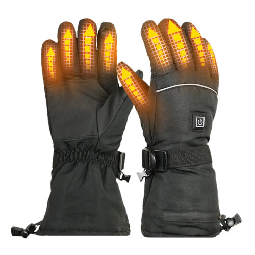 Touchscreen Heated Gloves 3-Level Temperature Control Smart Electric Warming Gloves for Winter Cycling, with 2Pcs 5000mAh Battery - Black / One Size - 1